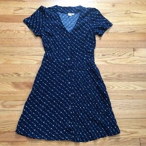 Gap Navy Blue Floral Button Front Dress